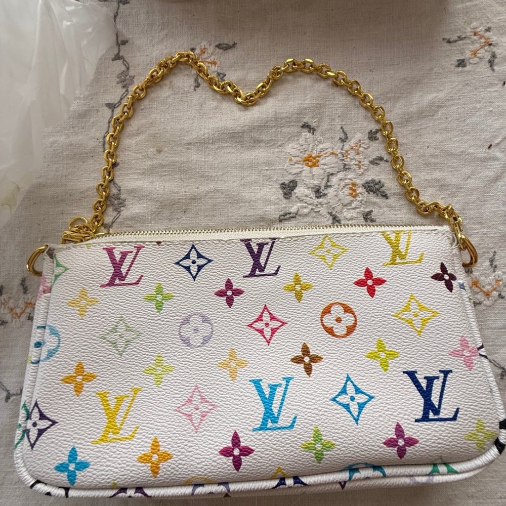 Louis Vuitton Multicolor Monogram Clutch with Gold Chain